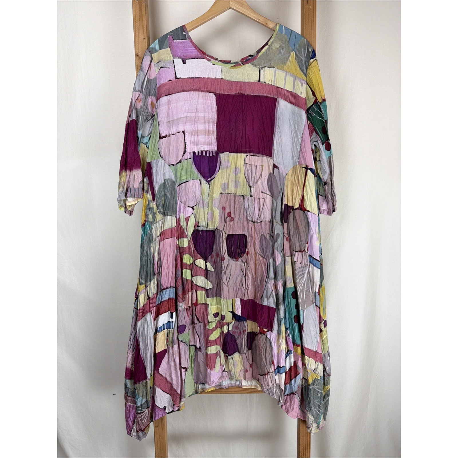 Nwt Shana Multicolored Floral Pattern 3/4 Sleeve Maxi Dress #0882 Xxl